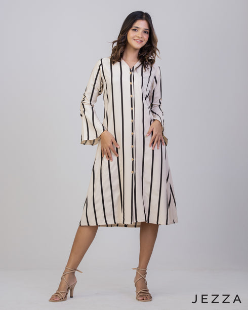 Versa Charm: Button-Down Polycotton Dress-Top 66401